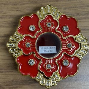 Saint Bernadette of Lourdes Hair lock Reliquary Relic Catholic COA Display