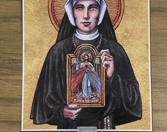 Saint Faustina hair strand lock relic Catholic Church Ex Capillis card Holy