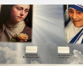 Saint Therese Of Lisieux & Mother Teresa Holy Hair Strand Relic Catholic