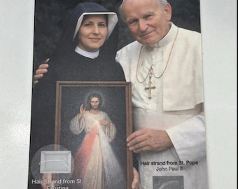 Saint Faustina & Pope John Paul II Holy Hair Strand Relic Catholic Holy