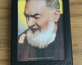 Saint Padre Pio hair strand lock relic Catholic Church Ex Capillis St. Pio card