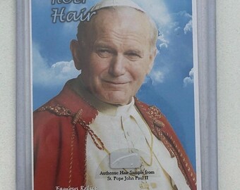 Saint Pope John Paul II hair strand Holy relic Card Catholic Church Famous DNA