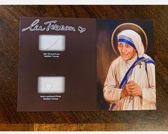 Saint Mother Teresa Hair Strand lock Vestment Worn Relic Catholic ex capillis