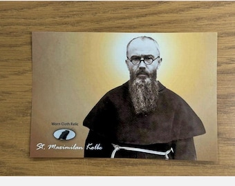 Saint Maximilian Kolbe Worn Cloth Relic Catholic Church holy St.