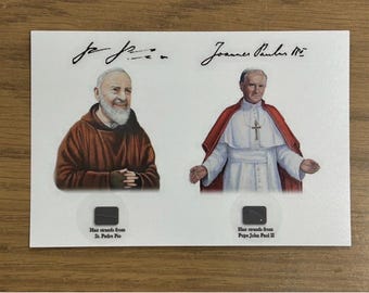 Saint Padre Pio & Pope John Paul II Hair strand lock relic Catholic Church holy