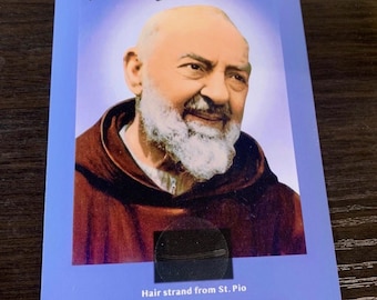 Saint Padre Pio hair strand lock relic Catholic Church Ex Capillis St. Pio card