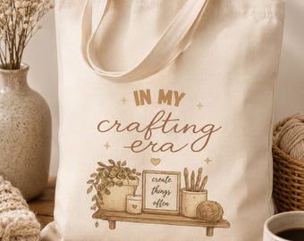 In My Crafting Era Tote Bag | Canvas Knitting Crochet Bag | Cozy Craft Lover Carryall