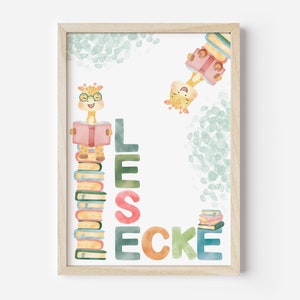Kinderzimmer Poster Wandbild Leseecke Giraffe Wanddekoration Kinder Liebevolles Poster für die Leseecke für Kinder