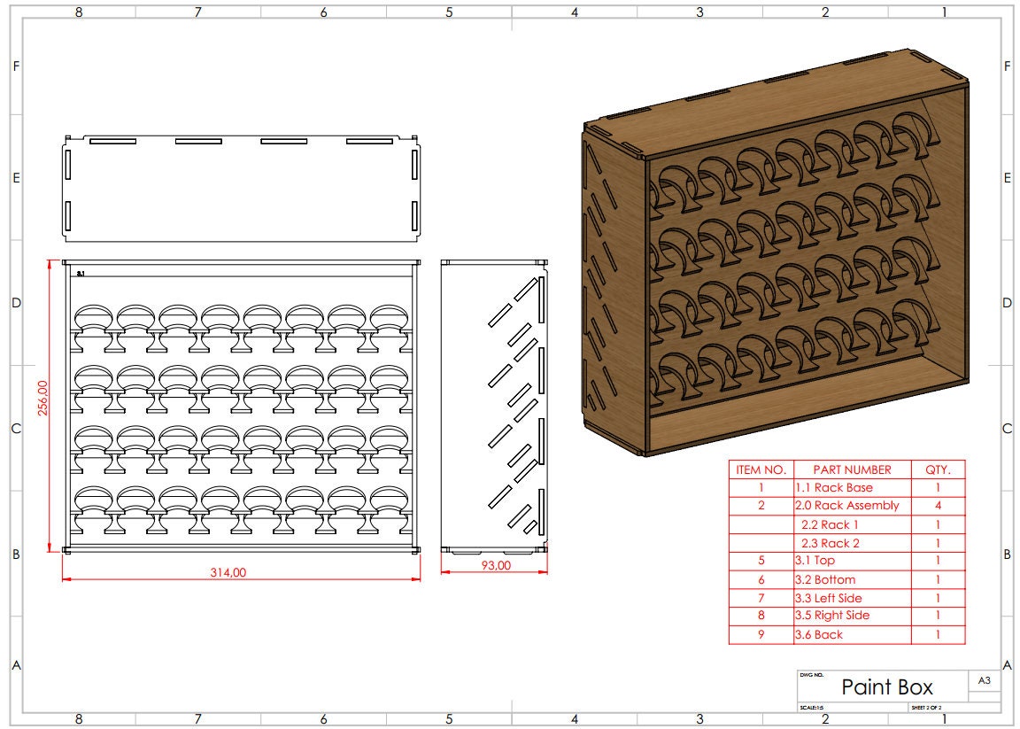 Paint Rack/holder/box - DXF/SVG File for Laser Cutting - Mdf/plywood ...