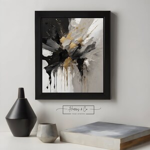 Digital Oil Poster Painting Artwork, Gold, Black ,Greige, Modern Living Room Décor, Vibrant Wall Art Instant Download Printable Art