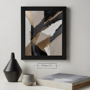 Digital Oil Poster Painting Artwork, Gold, Black ,Greige, Modern Living Room Décor, Vibrant Wall Art Instant Download Printable Art