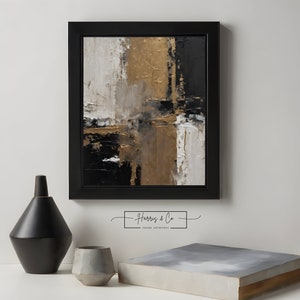 Digital Oil Poster Painting Artwork, Gold, Black ,Greige, Modern Living Room Décor, Vibrant Wall Art Instant Download Printable Art