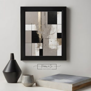 Digital Oil Poster Painting Artwork, Gold, Black ,Greige, Modern Living Room Décor, Vibrant Wall Art Instant Download Printable Art