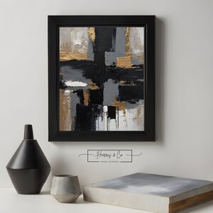 Digital Oil Poster Painting Artwork, Gold, Black ,Greige, Modern Living Room Décor, Vibrant Wall Art Instant Download Printable Art