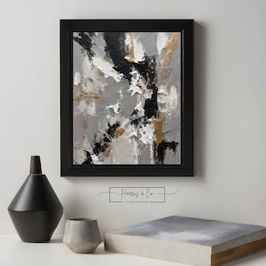 Digital Oil Poster Painting Artwork, Gold, Black ,Greige, Modern Living Room Décor, Vibrant Wall Art Instant Download Printable Art