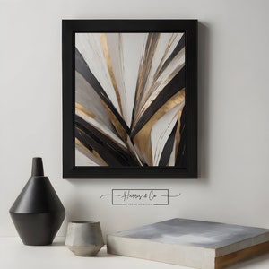 Digital Oil Poster Painting Artwork, Gold, Black ,Greige, Modern Living Room Décor, Vibrant Wall Art Instant Download Printable Art