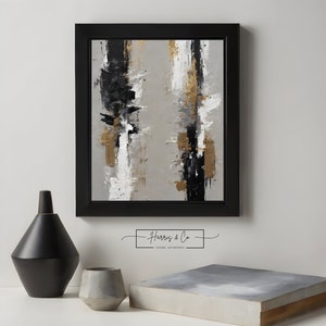 Digital Oil Poster Painting Artwork, Gold, Black ,Greige, Modern Living Room Décor, Vibrant Wall Art Instant Download Printable Art