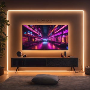 5 x Samsung Frame TV Digital Artwork Cyberpunk Inspired Modern Living or Gaming Room Décor, Vibrant Wall Desktop Background Art Download