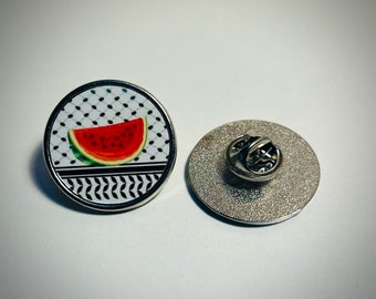 Palestinian Keffiyeh Watermelon Lapel Pin - Handcrafted Pin for Men and Women | Unique Palestinian Design