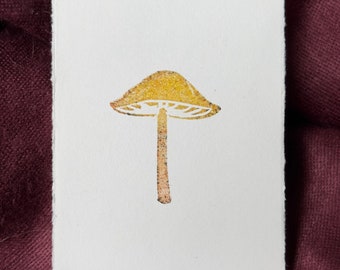 Fairy Ring Mushroom Print | Original Block Print | Hand Carved & Printed