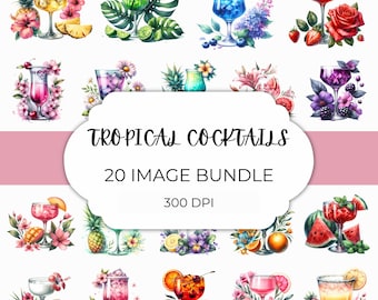 Tropical Cocktail Clipart Bundle: Summer Drink PNGs (Digital Download)