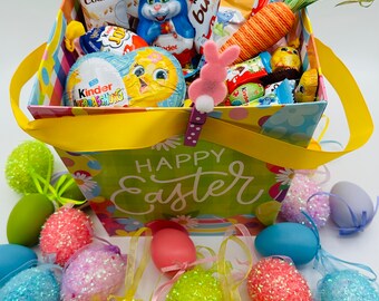 Happy Easter Kinder Chocolate Gift Box Assorted Sweets Bunny Kids Basket & Card