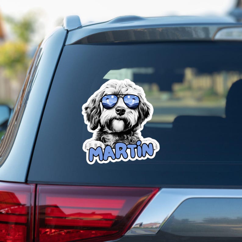 Cavapoo Car Decal: Dog With Sunglasses Watreproof Sticker ...