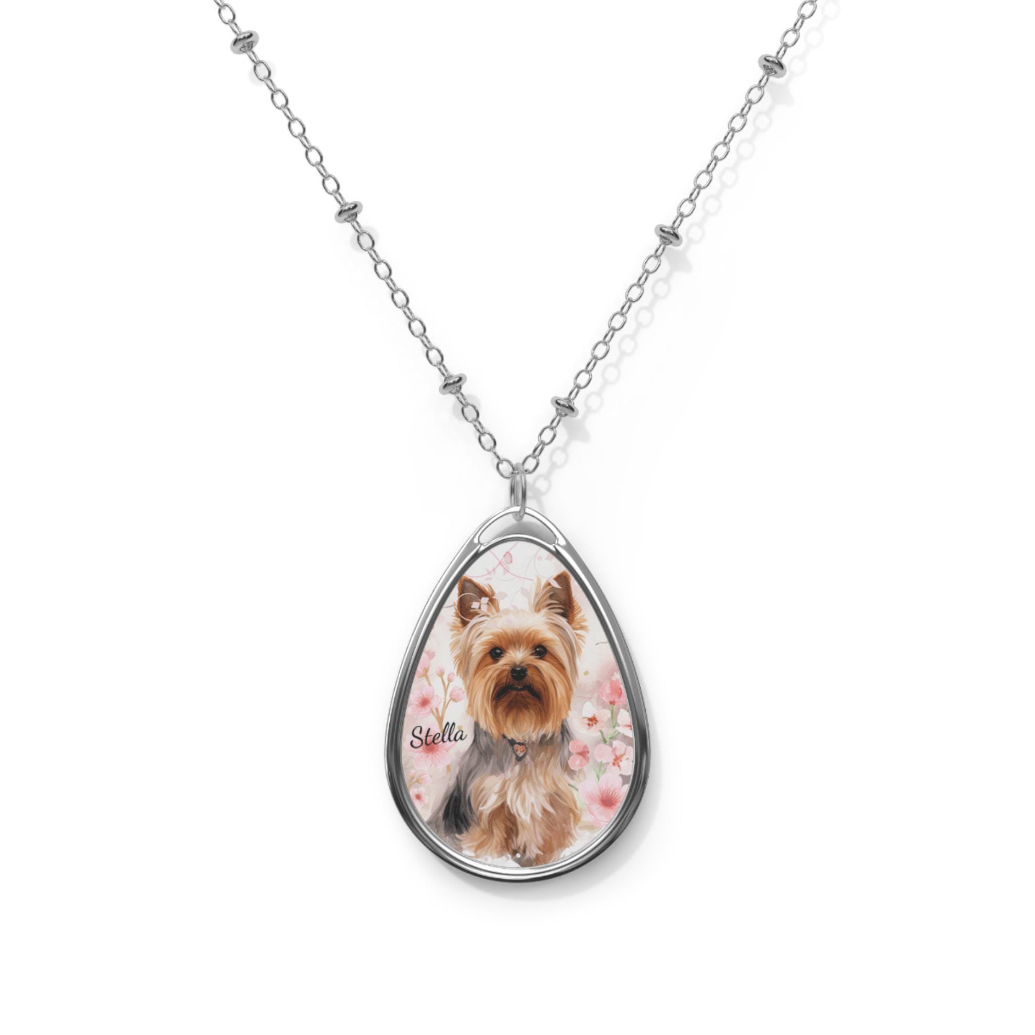 ヨークシャーテリアネックレスペンダント - ヨーキー犬の名前入り