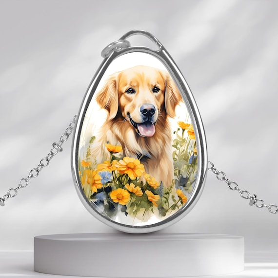 Golden Retriever Necklace Pendant Personalized Dog Name Jewelry