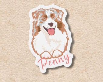 Australian shepherd magnet, red merle aussie, vinyl flexible fridge magnet, personalized gift for dog lovers, pet memorial