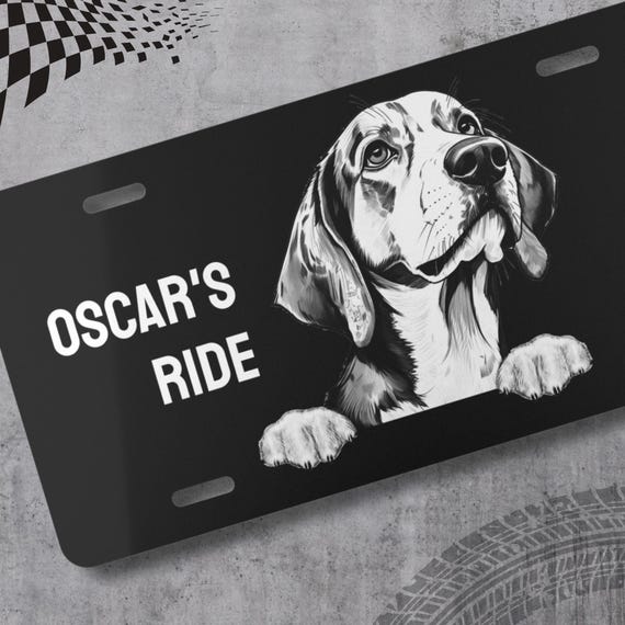 Custom Beagle Front Novelty License Plate - Personalized Vanity