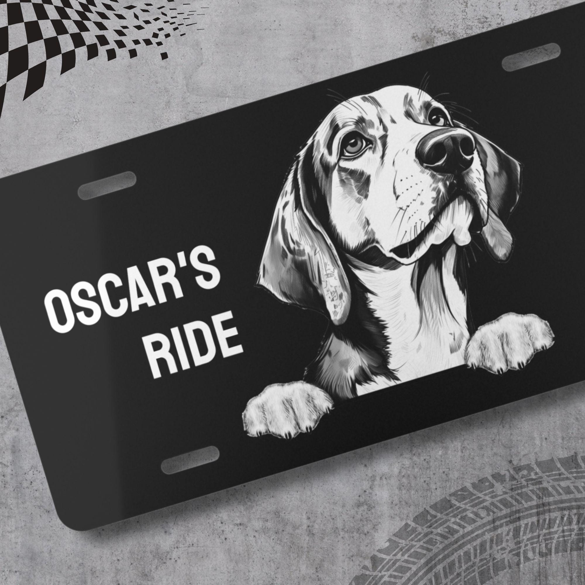 Custom Beagle Front Novelty License Plate - Personalized Vanity
