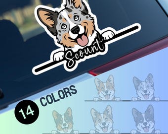 Pembroke Welsh Corgi Car Decal: Peeking Dog Waterproof Vinyl Sticker