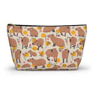 Capybara zipped pouch, treat bag, make up cosmetic travel bag, pencil case, capybaras animal lover gift