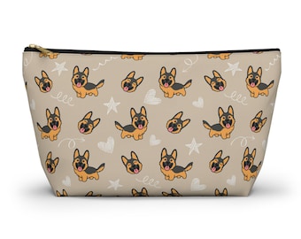 German Shepherd zipped pouch, treat bag, make up cosmetic travel bag, pencil case, dog lover gift