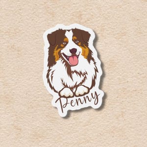 Magnes z australijskim pasterzem, czerwony trójkolorowy aussie, winylowy elastyczny magnes na lodówkę, spersonalizowany prezent dla miłośnika psów, upamiętnienie zwierząt