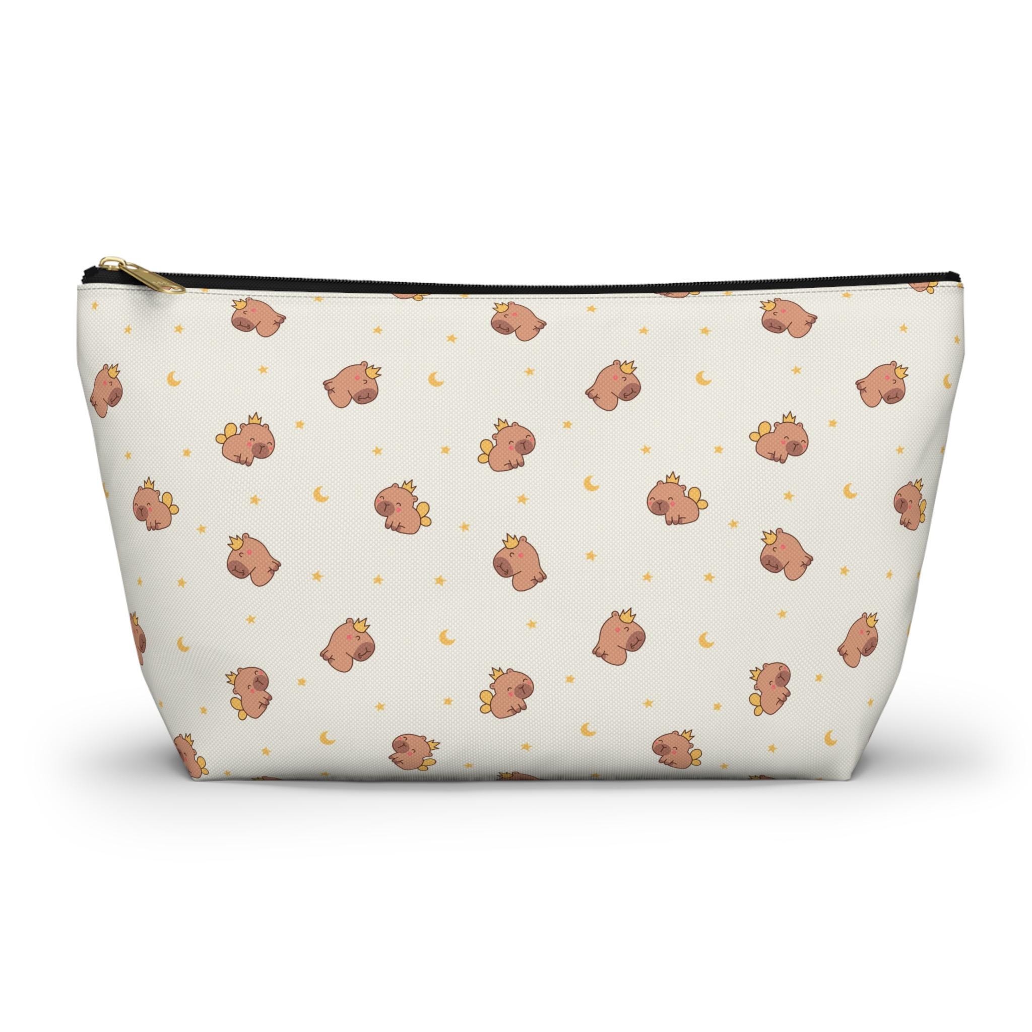 Capybara zipped pouch, treat bag, make up cosmetic travel bag, pencil case, capybaras gift