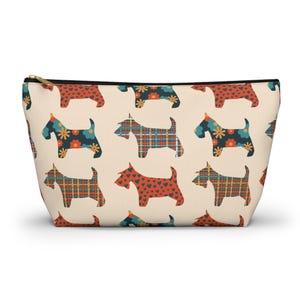 Scottish terrier zipped pouch, treat bag, make up cosmetic travel bag, pencil case, cartoon scottie dog gift