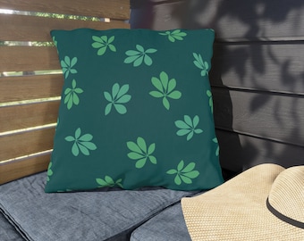 Green Floral Outdoor Pillows, Floral Pillows, Outdoor Floral Pillows, Water Resistant Pillows, Floral Mildew Resistant Outdoor Pillows