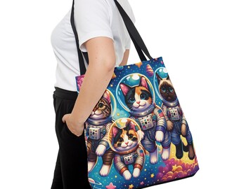 Cat Tote Bag Cute Space Cat Tote Bag Cat Lover Book Bag