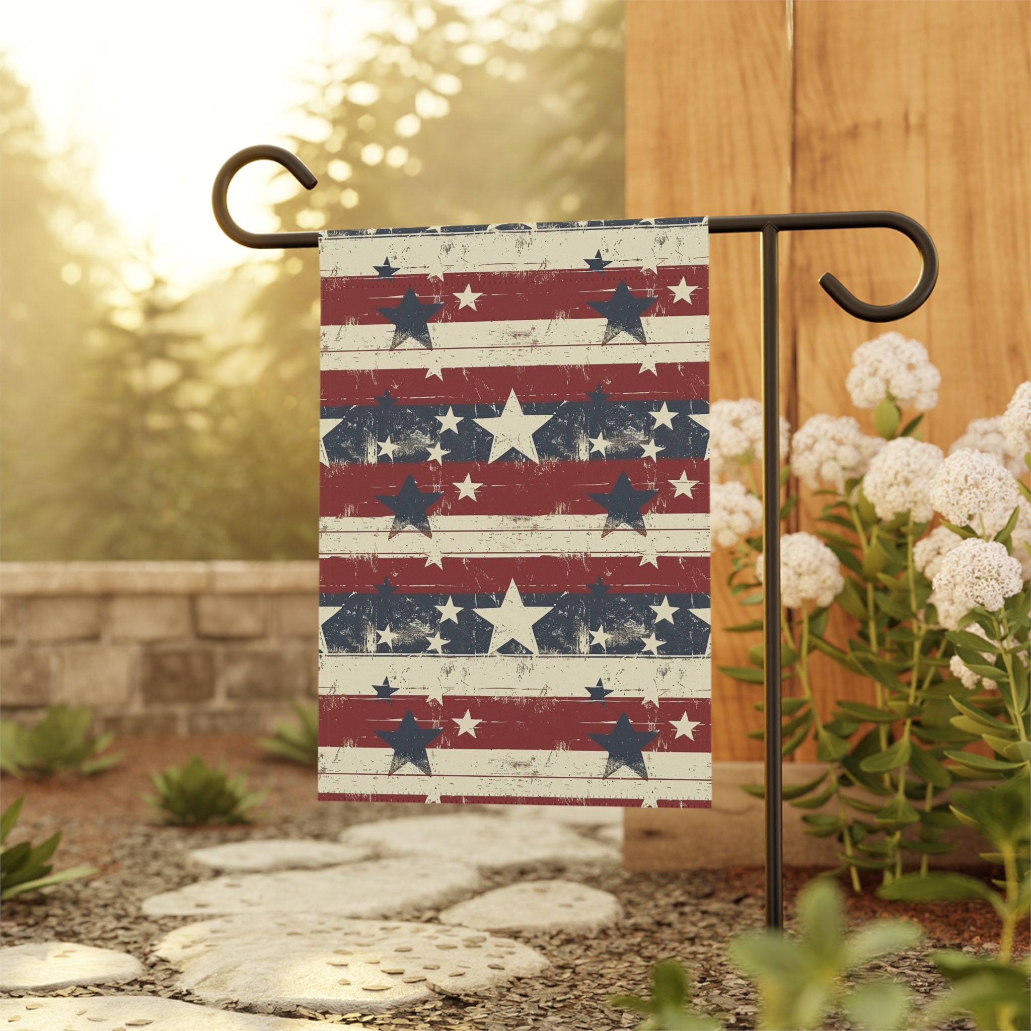 Vintage USA Garden Flag, Patriotic Outdoor Flag, Patio Flag, USA Garden ...