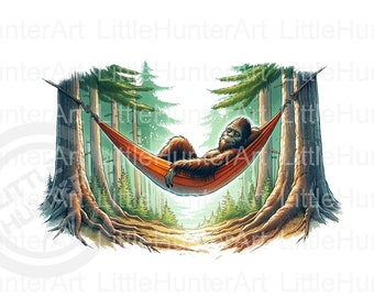 Bigfoot in a Hammock png, Bigfoot png, Digital Download, Sublimation, DTF, DTG