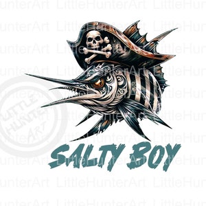 Salty Boy png, Praia png, Marlin Fish png, Download digital, Sublimação, DTF, DTG
