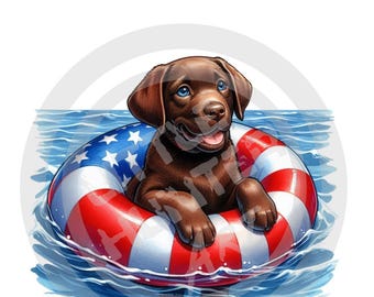Patriotic Labrador PNG: 4th of July Dog Design (Digital Download)