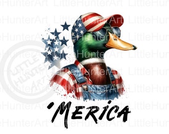 Patriotic Duck Hunter PNG: 'Merica Sublimation Design (Digital Download)