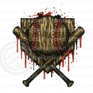 Drippy Home Plate png, Old School Camo Baseball png, Batte de baseball png, png de chasse, numérique, sublimation, DTF, DTG