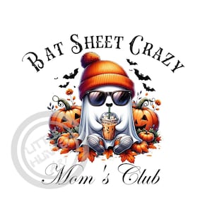 Bat Sheet Crazy png, Halloween Ghost png, Halloween png, Pobieranie cyfrowe, Sublimacja, DTF, DTG