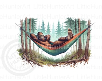 Bigfoot in a Hammock png, Bigfoot png, Digital Download, Sublimation, DTF, DTG