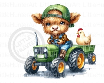 Farm Cow PNG: Tractor & Chicken Clipart (Digital Download)