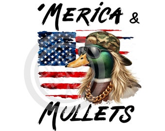 Patriotic Duck Hunter PNG: 'Merica Mullets Design (Digital Download)